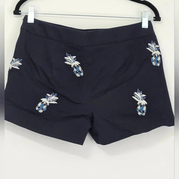 Loft navy blue embellished pineapple shorts stitched and beaded detailing - Picture 2 of 9